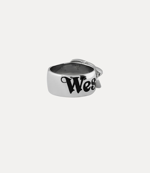 Vivienne Westwood Belt Ring in PLATINUM/BLACK Enamel